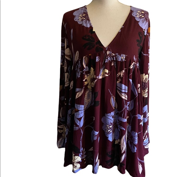 Free People Floral Tunic in Purple and Orange - Picture 3 of 5